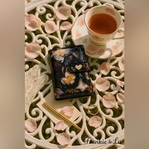 Betsey Johnson Floral Compact Wallet Snap Closure Heart Detail NWT